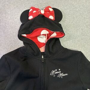 Disney Minnie Mouse Hoodie Jacket Girls Youth L Black Red Polka Dot Zip Up